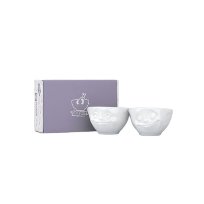 FIFTYEIGHT PRODUCTS / Tazze / Ciotolina / Set ciotoline n. 2 "Sognante e Felice" (porcellana, 100 ml, bianco, Made in Germany)