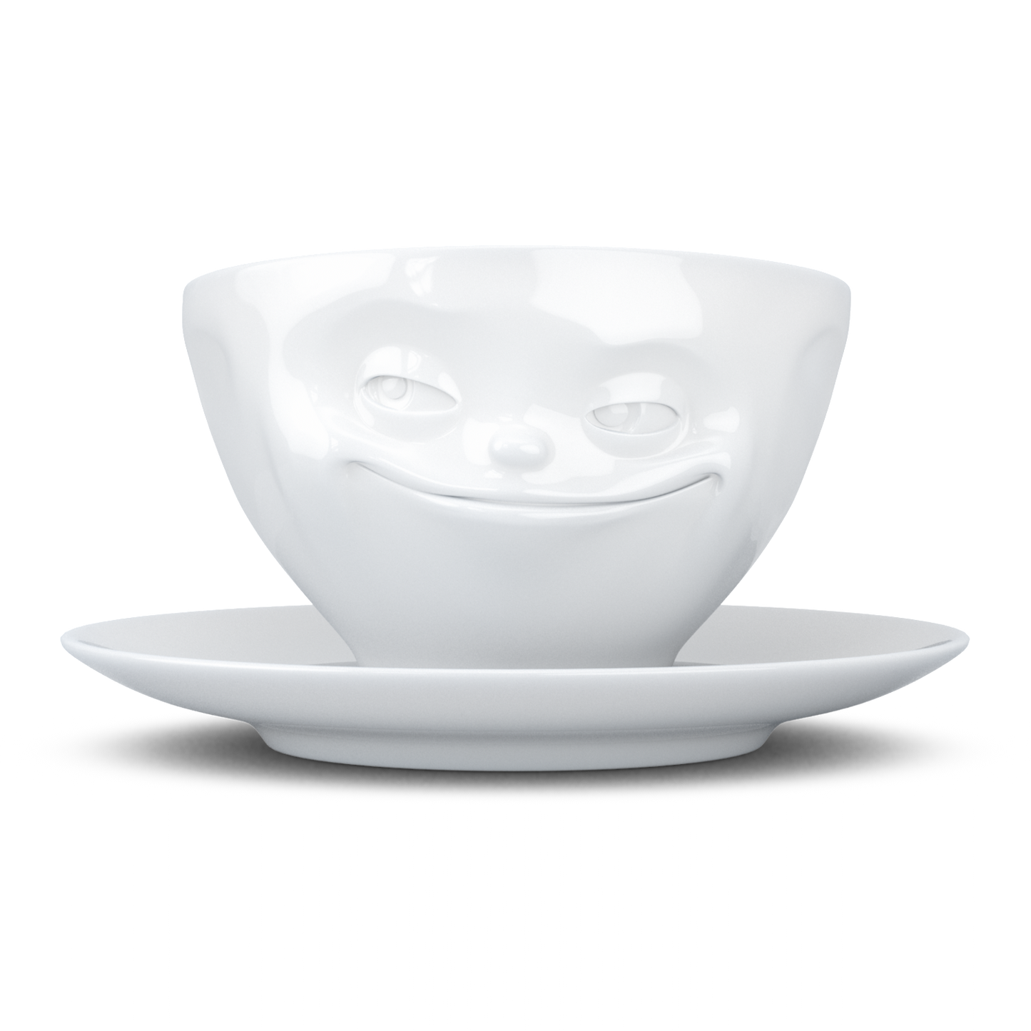FIFTYEIGHT PRODUCTS / Mugs / Coffee mug "Grinning" (Porcelain, 200ml, white, Made in Germany)