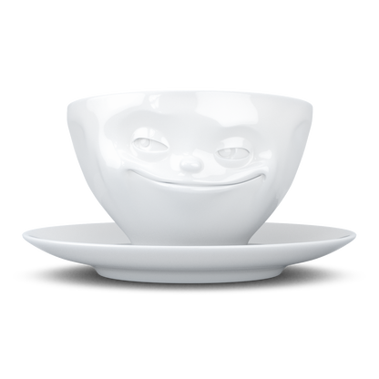 FIFTYEIGHT PRODUCTS / Mugs / Coffee mug "Grinning" (Porcelain, 200ml, white, Made in Germany)