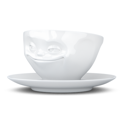 FIFTYEIGHT PRODUCTS / Mugs / Coffee mug "Grinning" (Porcelain, 200ml, white, Made in Germany)