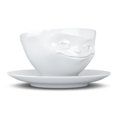 FIFTYEIGHT PRODUCTS / Mugs / Coffee mug "Grinning" (Porcelain, 200ml, white, Made in Germany)