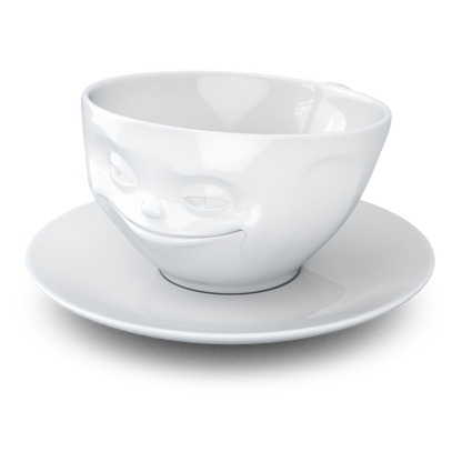 FIFTYEIGHT PRODUCTS / Mugs / Coffee mug "Grinning" (Porcelain, 200ml, white, Made in Germany)