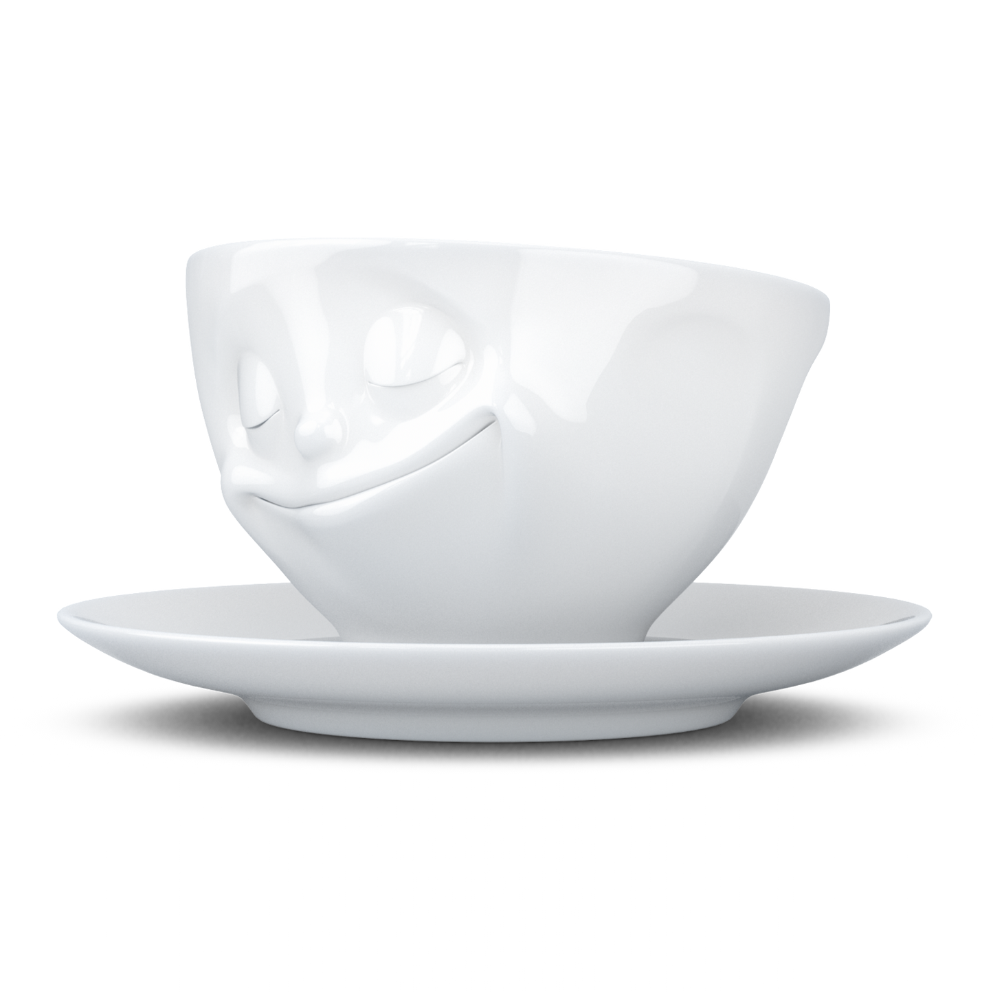 FIFTYEIGHT PRODUCTS / Tassen / Kaffeetasse „Glücklich“ (Porzellan, 200 ml, weiß, Made in Germany)
