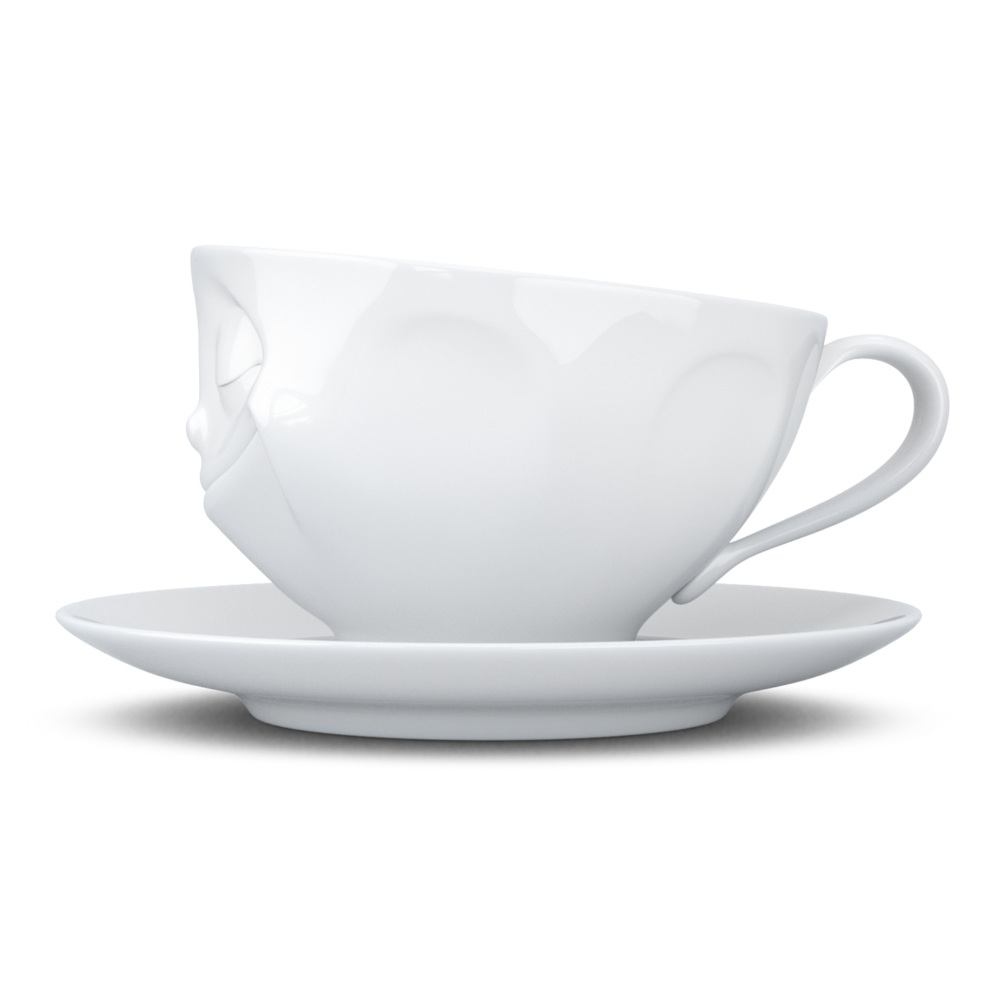 FIFTYEIGHT PRODUCTS / Tassen / Kaffeetasse „Glücklich“ (Porzellan, 200 ml, weiß, Made in Germany)