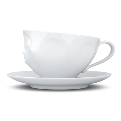 FIFTYEIGHT PRODUCTS / Tassen / Kaffeetasse „Glücklich“ (Porzellan, 200 ml, weiß, Made in Germany)
