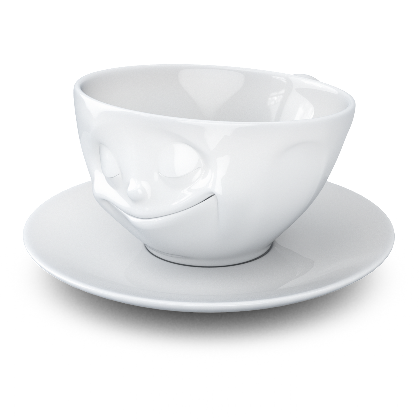 FIFTYEIGHT PRODUCTS / Tassen / Kaffeetasse „Glücklich“ (Porzellan, 200 ml, weiß, Made in Germany)
