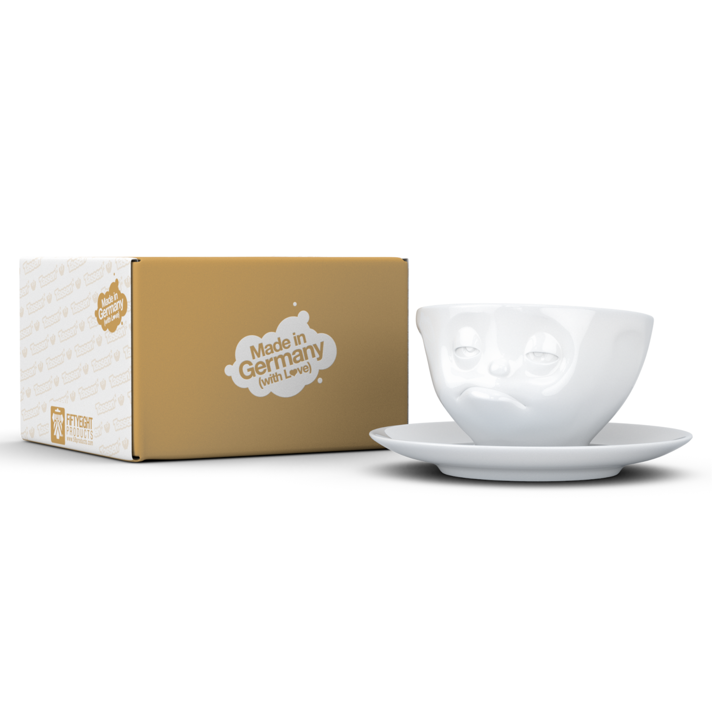 FIFTYEIGHT PRODUCTS / Tazze / Tazza da caffè "Assonnato" (porcellana, 200 ml, bianca, Made in Germany)