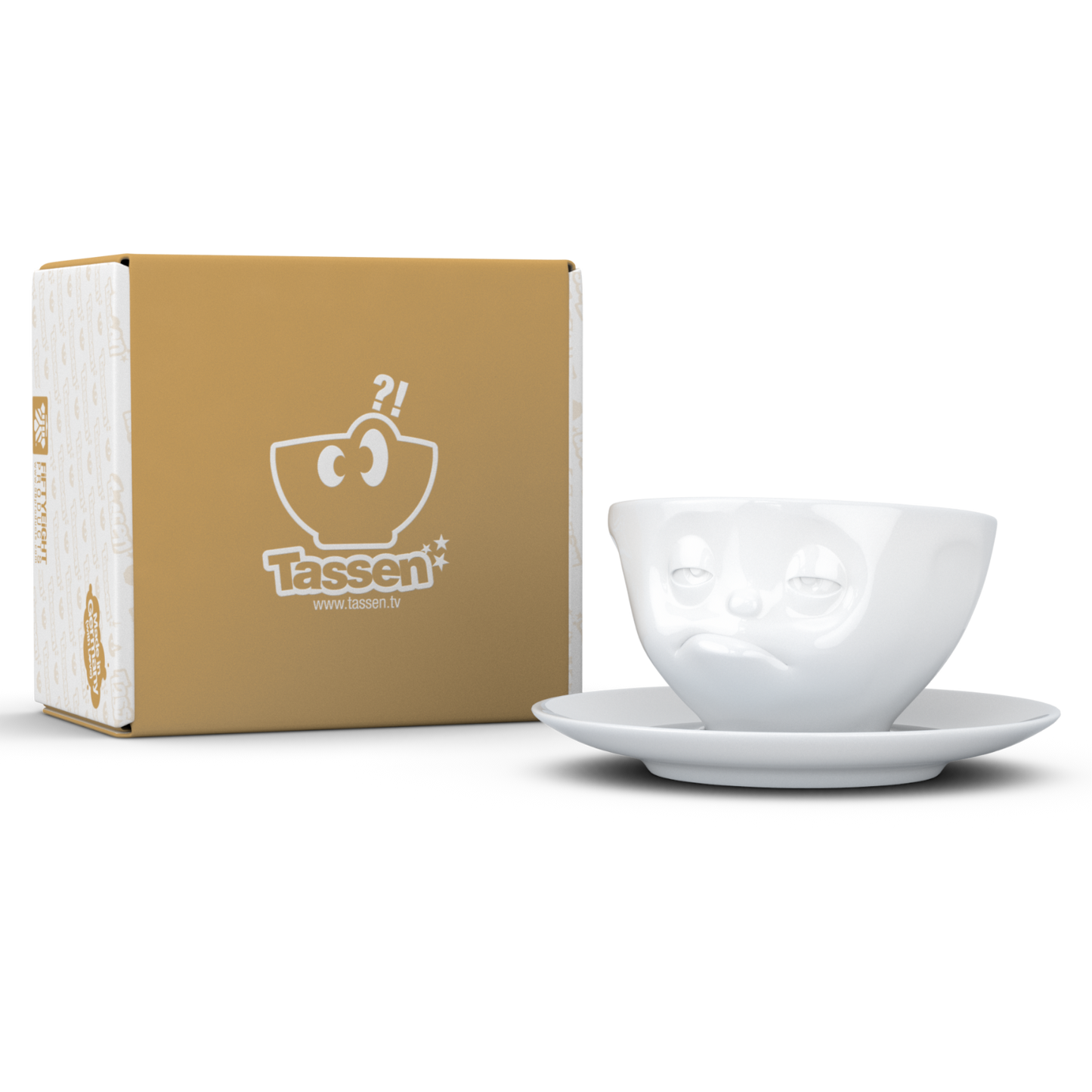 FIFTYEIGHT PRODUCTS / Tazze / Tazza da caffè "Assonnato" (porcellana, 200 ml, bianca, Made in Germany)