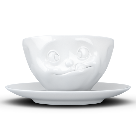 FIFTYEIGHT PRODUCTS / Tazze / Tazza da caffè "Lecker" (porcellana, 200 ml, bianca, Made in Germany)