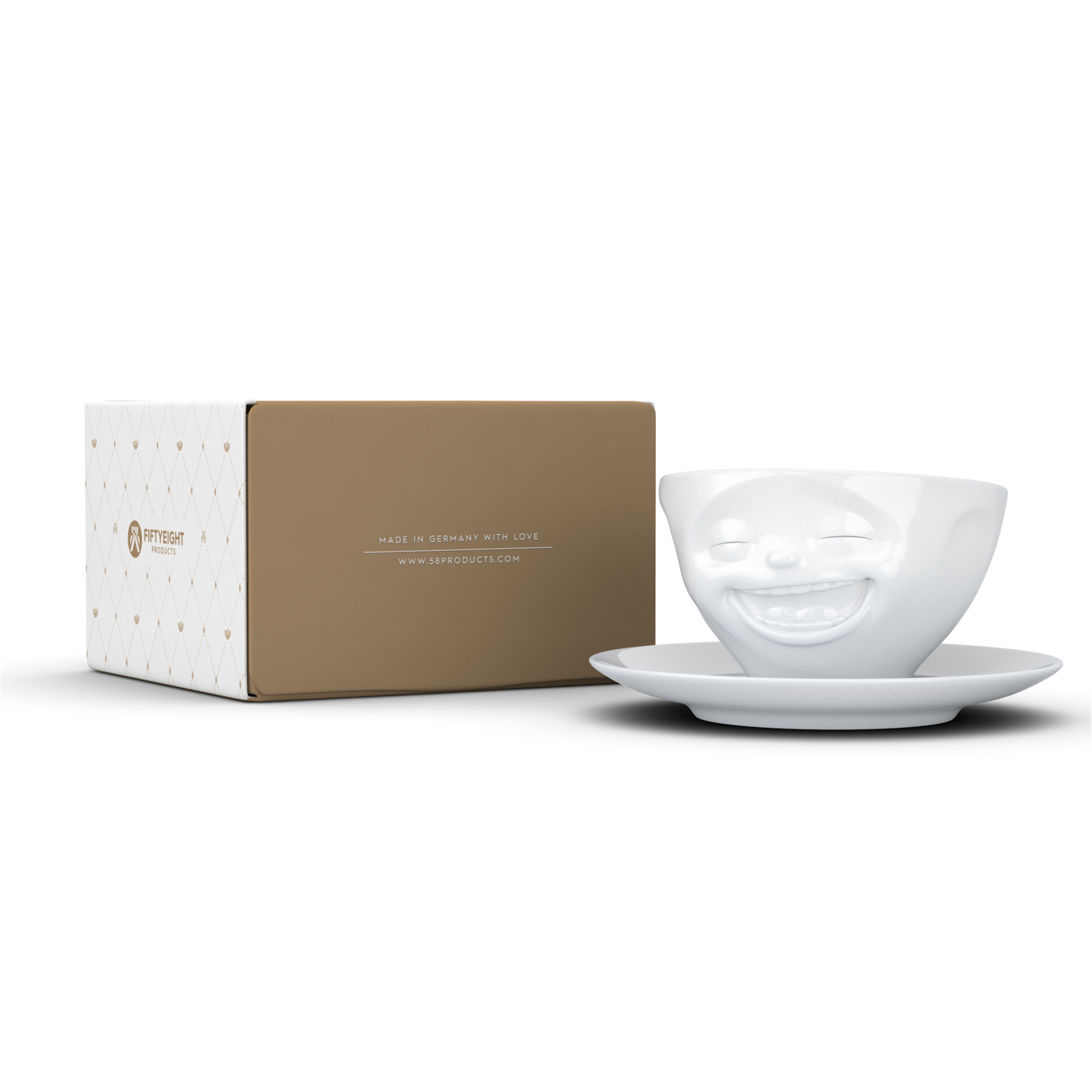 FIFTYEIGHT PRODUCTS / Tazze / Tazza da caffè "Che ride" (Porcellana, 200 ml, bianca, Made in Germany)