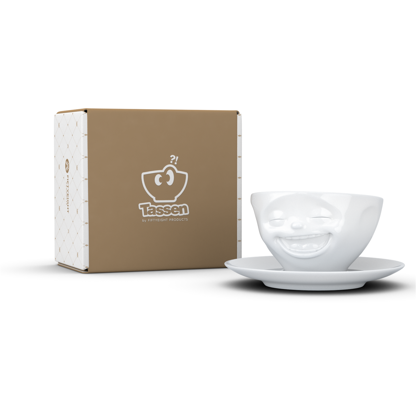 FIFTYEIGHT PRODUCTS / Tazze / Tazza da caffè "Che ride" (Porcellana, 200 ml, bianca, Made in Germany)