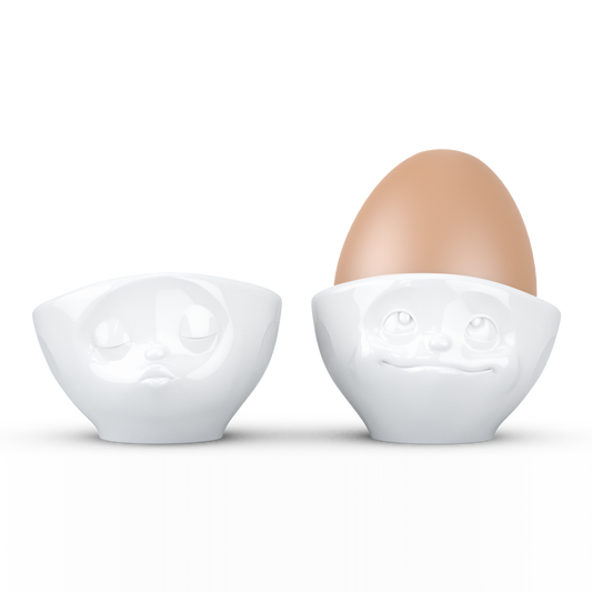 FIFTYEIGHT PRODUCTS / Eierbecher - Set Nr. 1 „Küssend & verträumt“ (Porzellan, weiß, Made in Germany)