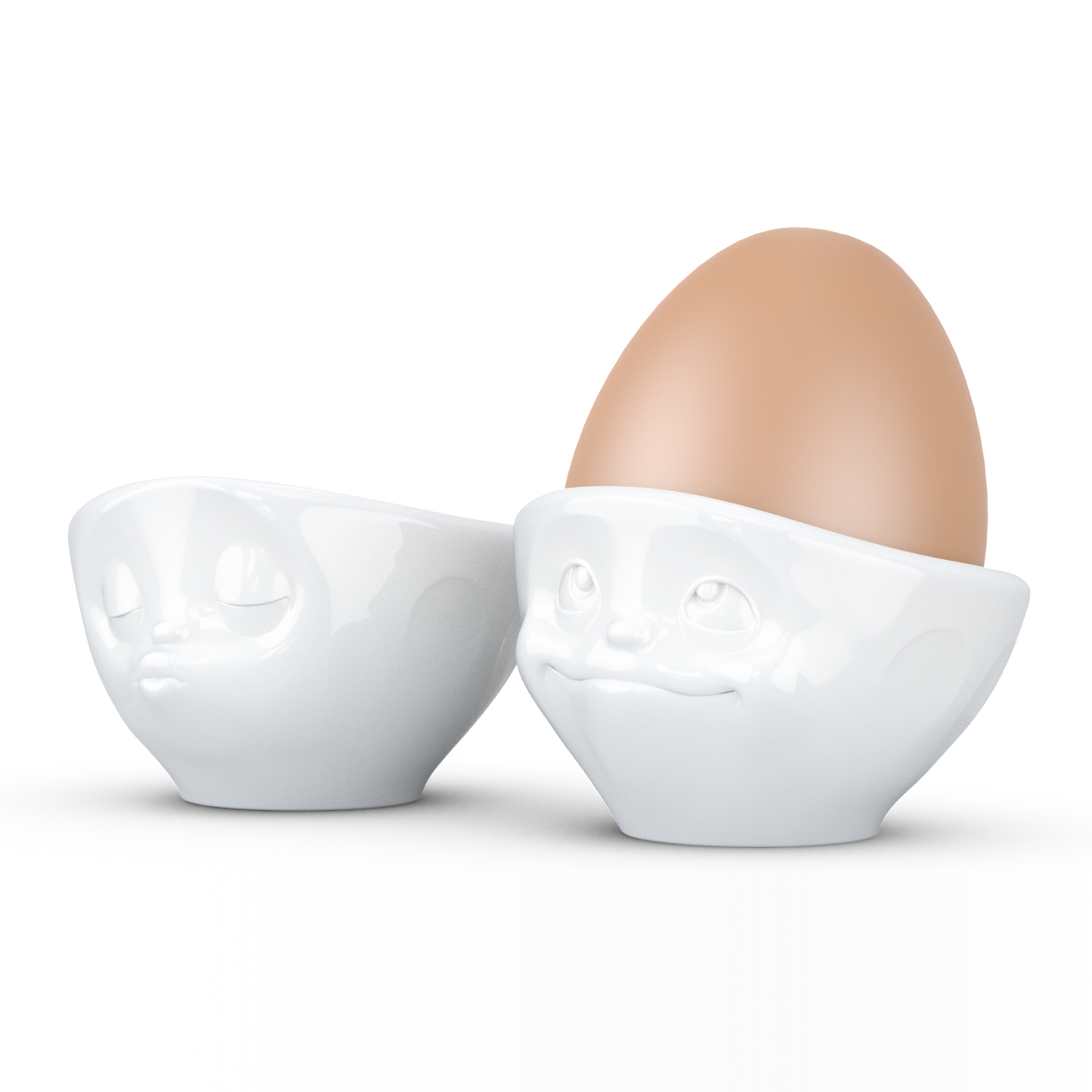 FIFTYEIGHT PRODUCTS / Eierbecher - Set Nr. 1 „Küssend & verträumt“ (Porzellan, weiß, Made in Germany)