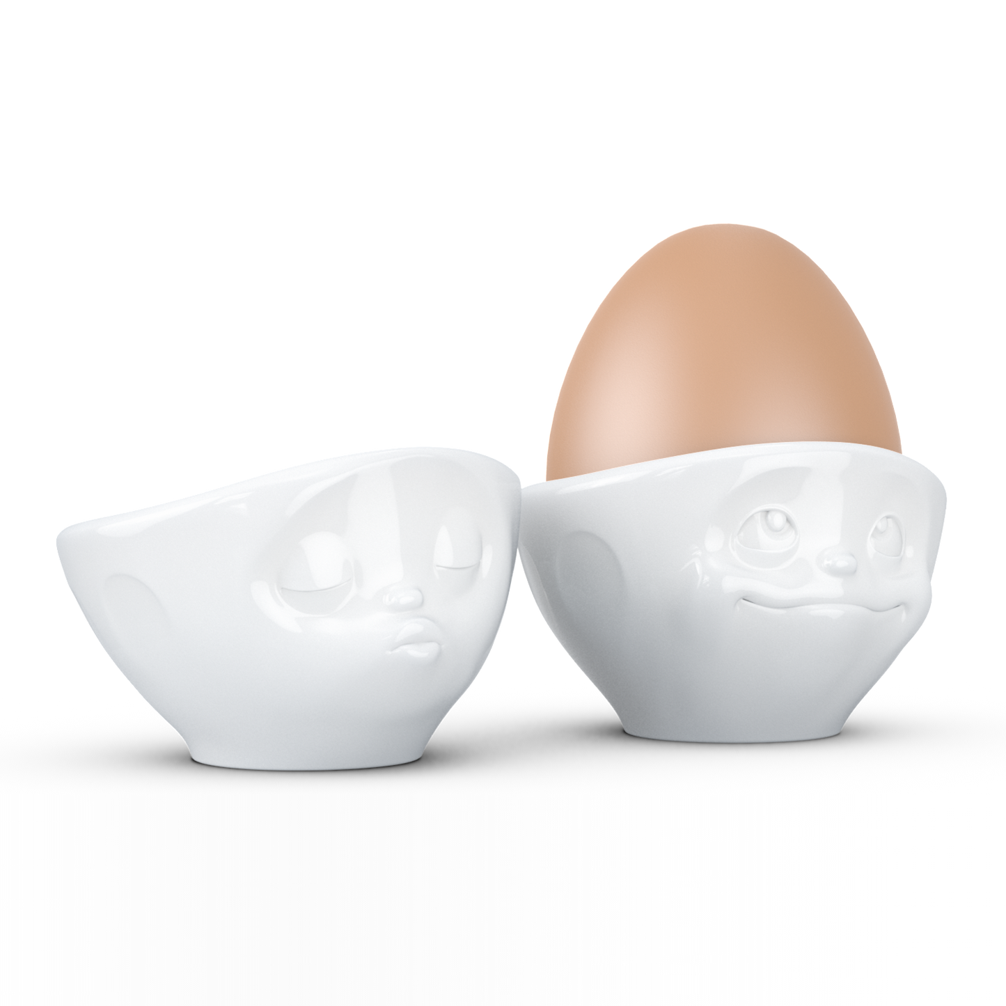 FIFTYEIGHT PRODUCTS / Eierbecher - Set Nr. 1 „Küssend & verträumt“ (Porzellan, weiß, Made in Germany)