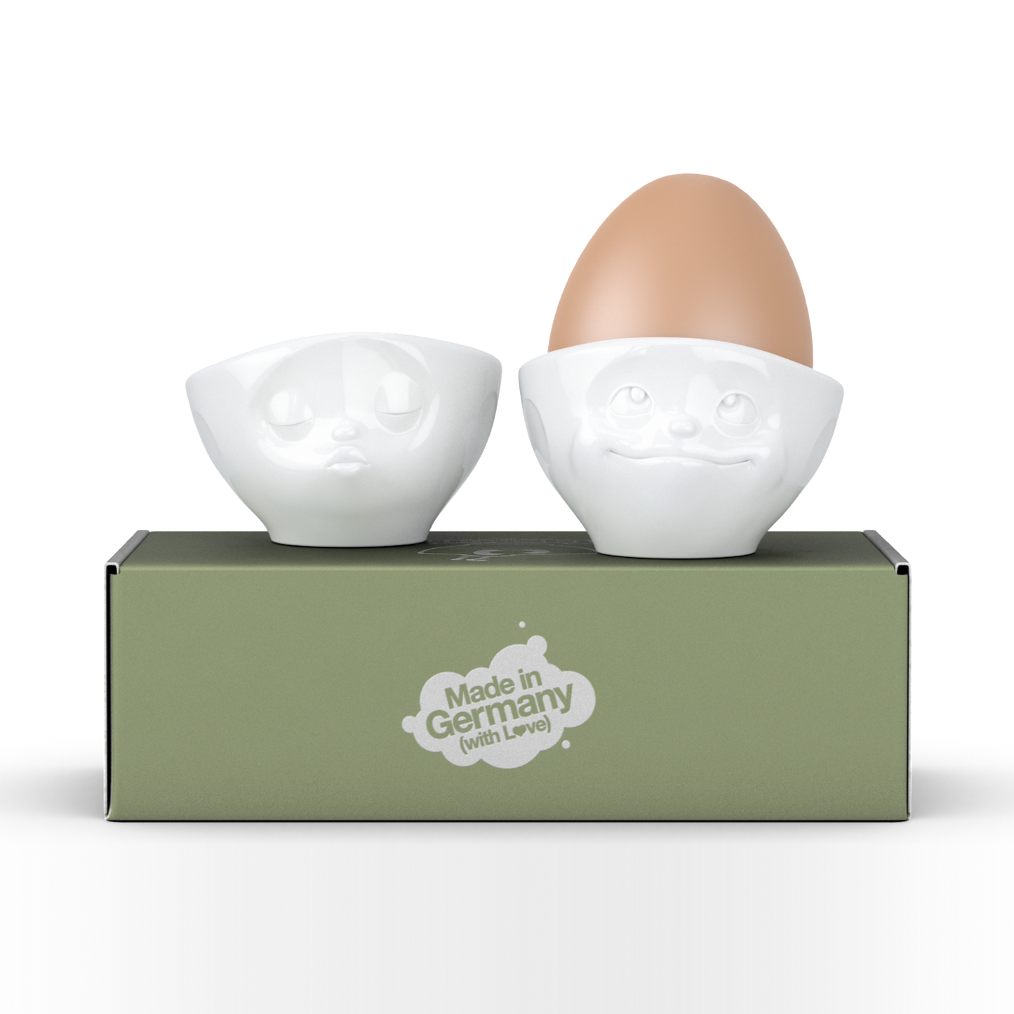 FIFTYEIGHT PRODUCTS / Eierbecher - Set Nr. 1 „Küssend & verträumt“ (Porzellan, weiß, Made in Germany)