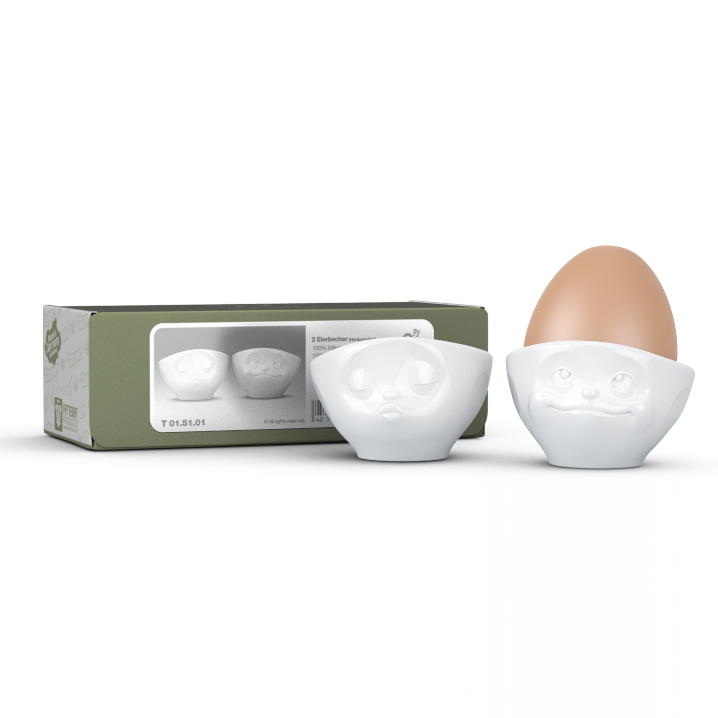 FIFTYEIGHT PRODUCTS / Eierbecher - Set Nr. 1 „Küssend & verträumt“ (Porzellan, weiß, Made in Germany)