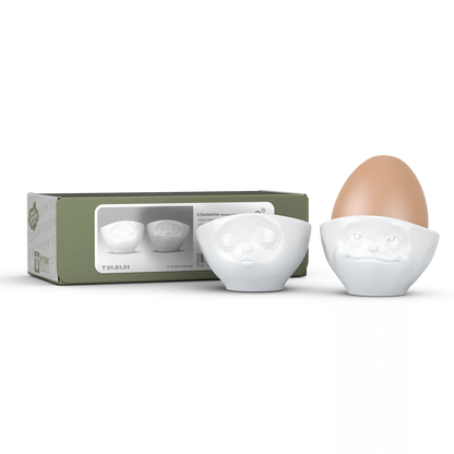 FIFTYEIGHT PRODUCTS / Eierbecher - Set Nr. 1 „Küssend & verträumt“ (Porzellan, weiß, Made in Germany)
