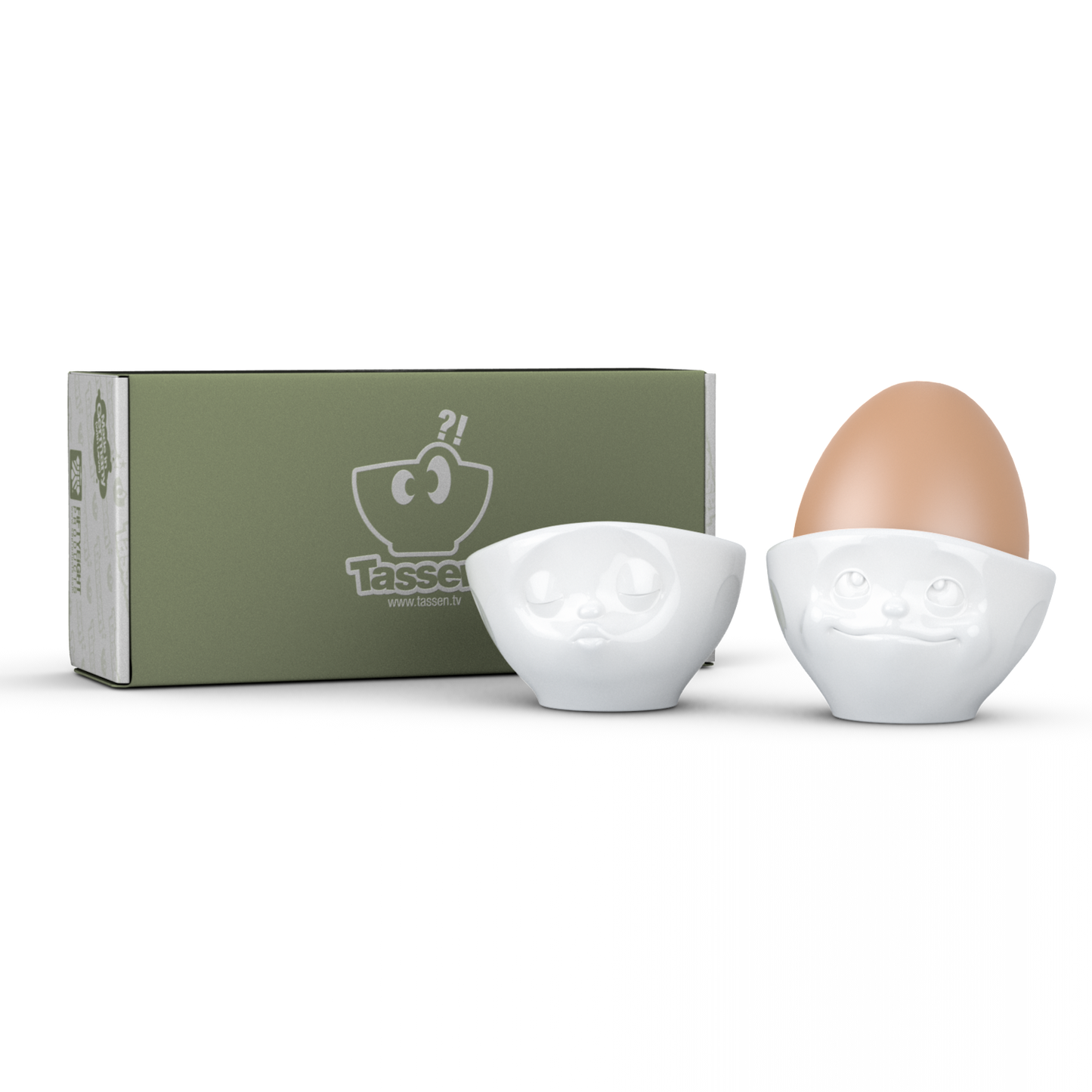 FIFTYEIGHT PRODUCTS / Eierbecher - Set Nr. 1 „Küssend & verträumt“ (Porzellan, weiß, Made in Germany)