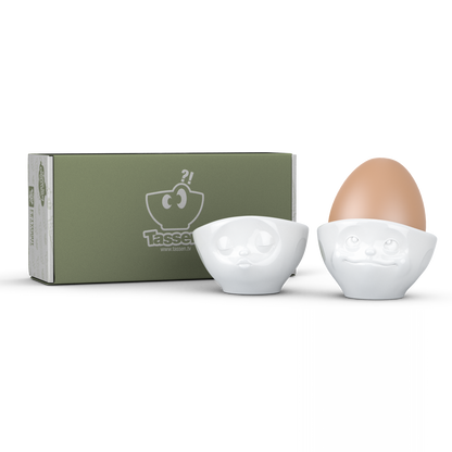 FIFTYEIGHT PRODUCTS / Eierbecher - Set Nr. 1 „Küssend & verträumt“ (Porzellan, weiß, Made in Germany)