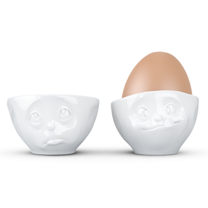 FIFTYEIGHT PRODUCTS / Eierbecher - Set Nr. 2 „Och Bitte & Lecker“ (Porzellan, weiß, Made in Germany)