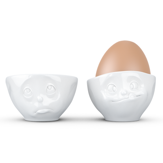 FIFTYEIGHT PRODUCTS / Eierbecher - Set Nr. 2 „Och Bitte & Lecker“ (Porzellan, weiß, Made in Germany)