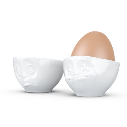 FIFTYEIGHT PRODUCTS / Eierbecher - Set Nr. 2 „Och Bitte & Lecker“ (Porzellan, weiß, Made in Germany)