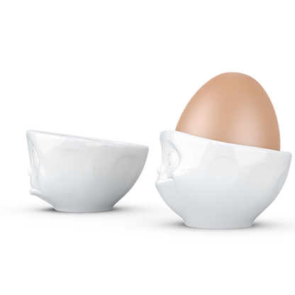 FIFTYEIGHT PRODUCTS / Eierbecher - Set Nr. 2 „Och Bitte & Lecker“ (Porzellan, weiß, Made in Germany)