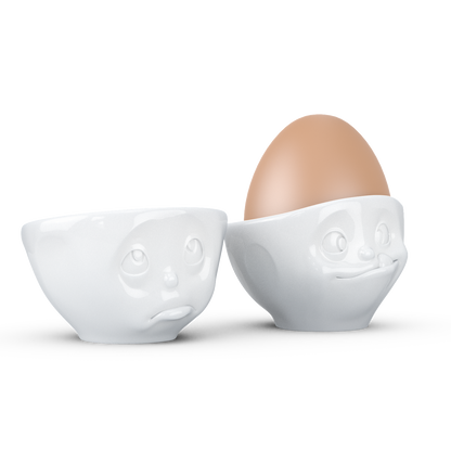 FIFTYEIGHT PRODUCTS / Eierbecher - Set Nr. 2 „Och Bitte & Lecker“ (Porzellan, weiß, Made in Germany)