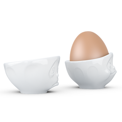 FIFTYEIGHT PRODUCTS / Eierbecher - Set Nr. 2 „Och Bitte & Lecker“ (Porzellan, weiß, Made in Germany)