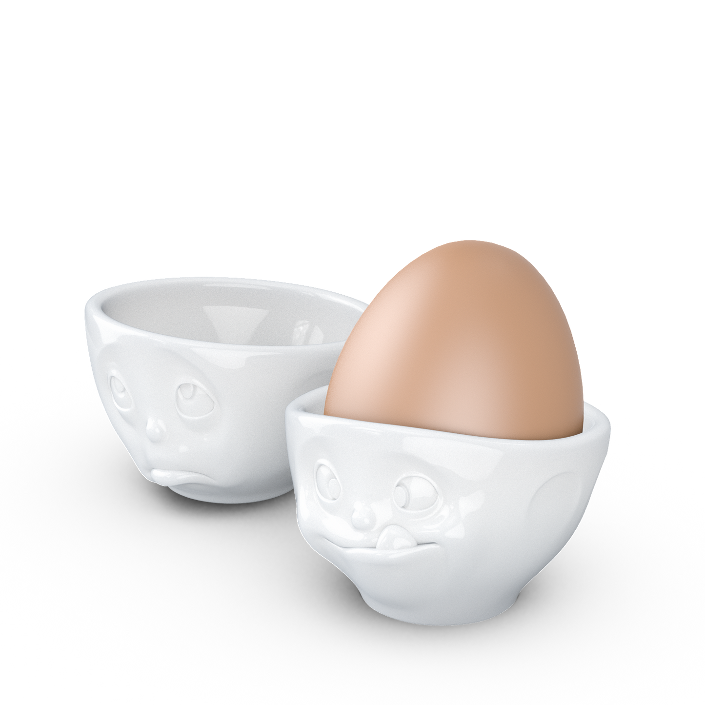 FIFTYEIGHT PRODUCTS / Eierbecher - Set Nr. 2 „Och Bitte & Lecker“ (Porzellan, weiß, Made in Germany)