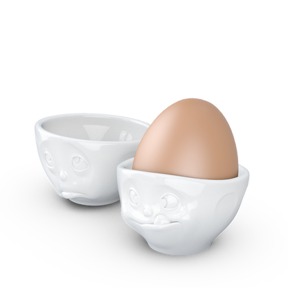 FIFTYEIGHT PRODUCTS / Eierbecher - Set Nr. 2 „Och Bitte & Lecker“ (Porzellan, weiß, Made in Germany)