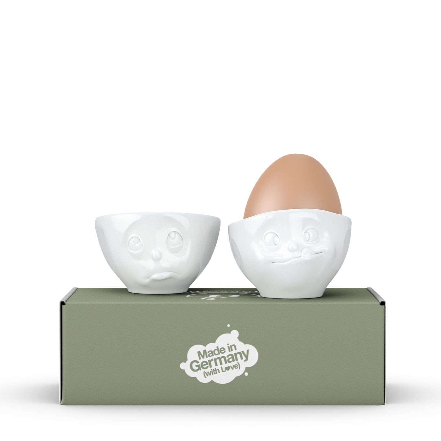 FIFTYEIGHT PRODUCTS / Eierbecher - Set Nr. 2 „Och Bitte & Lecker“ (Porzellan, weiß, Made in Germany)