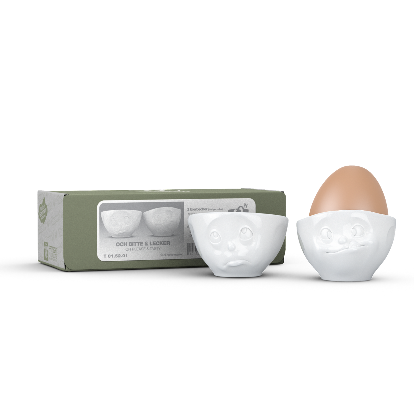 FIFTYEIGHT PRODUCTS / Eierbecher - Set Nr. 2 „Och Bitte & Lecker“ (Porzellan, weiß, Made in Germany)