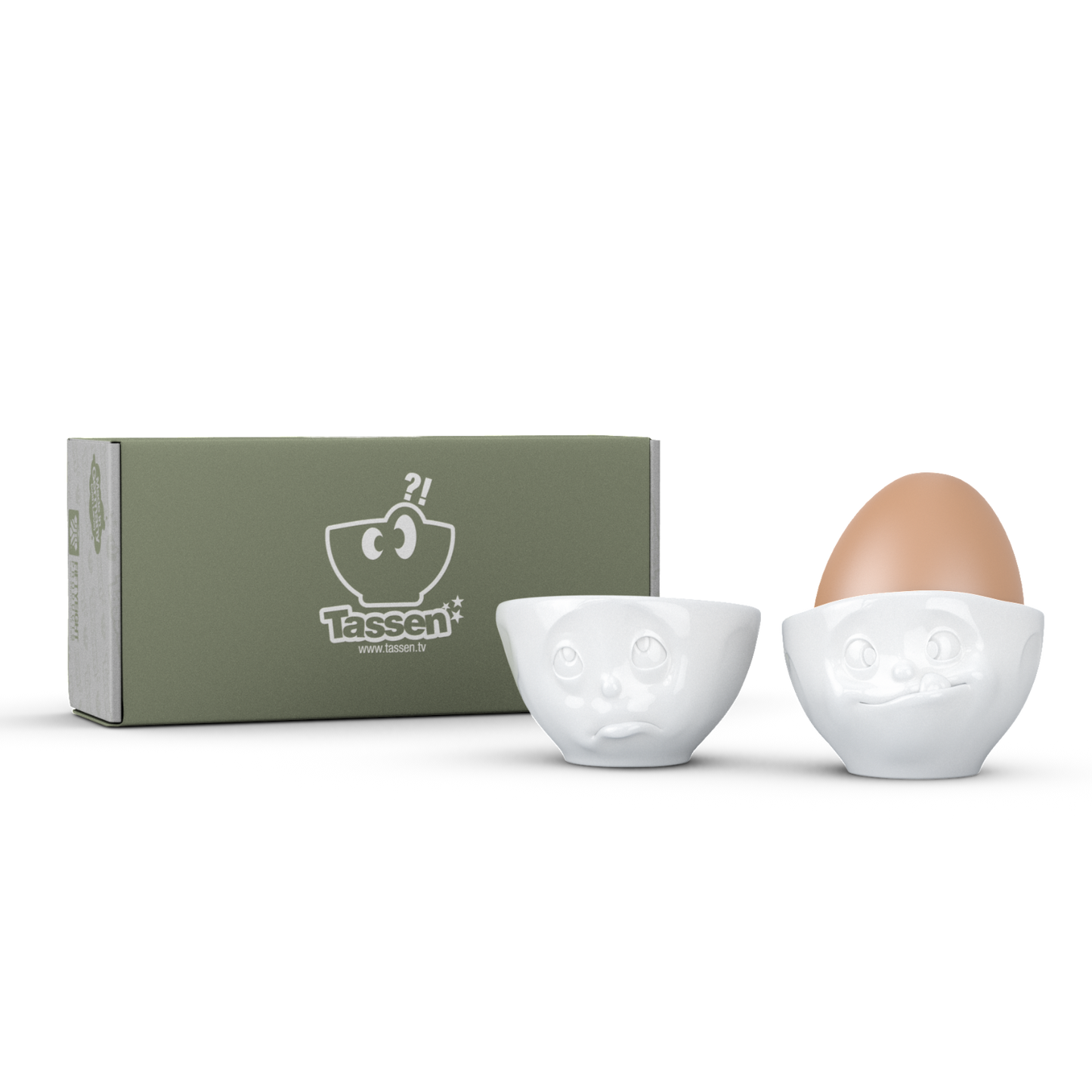 FIFTYEIGHT PRODUCTS / Eierbecher - Set Nr. 2 „Och Bitte & Lecker“ (Porzellan, weiß, Made in Germany)