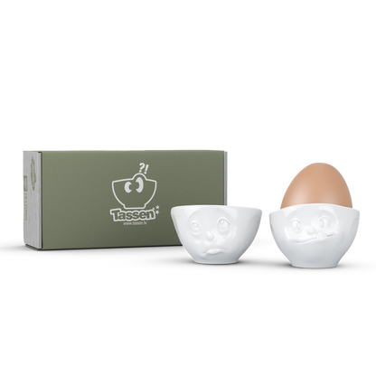 FIFTYEIGHT PRODUCTS / Eierbecher - Set Nr. 2 „Och Bitte & Lecker“ (Porzellan, weiß, Made in Germany)