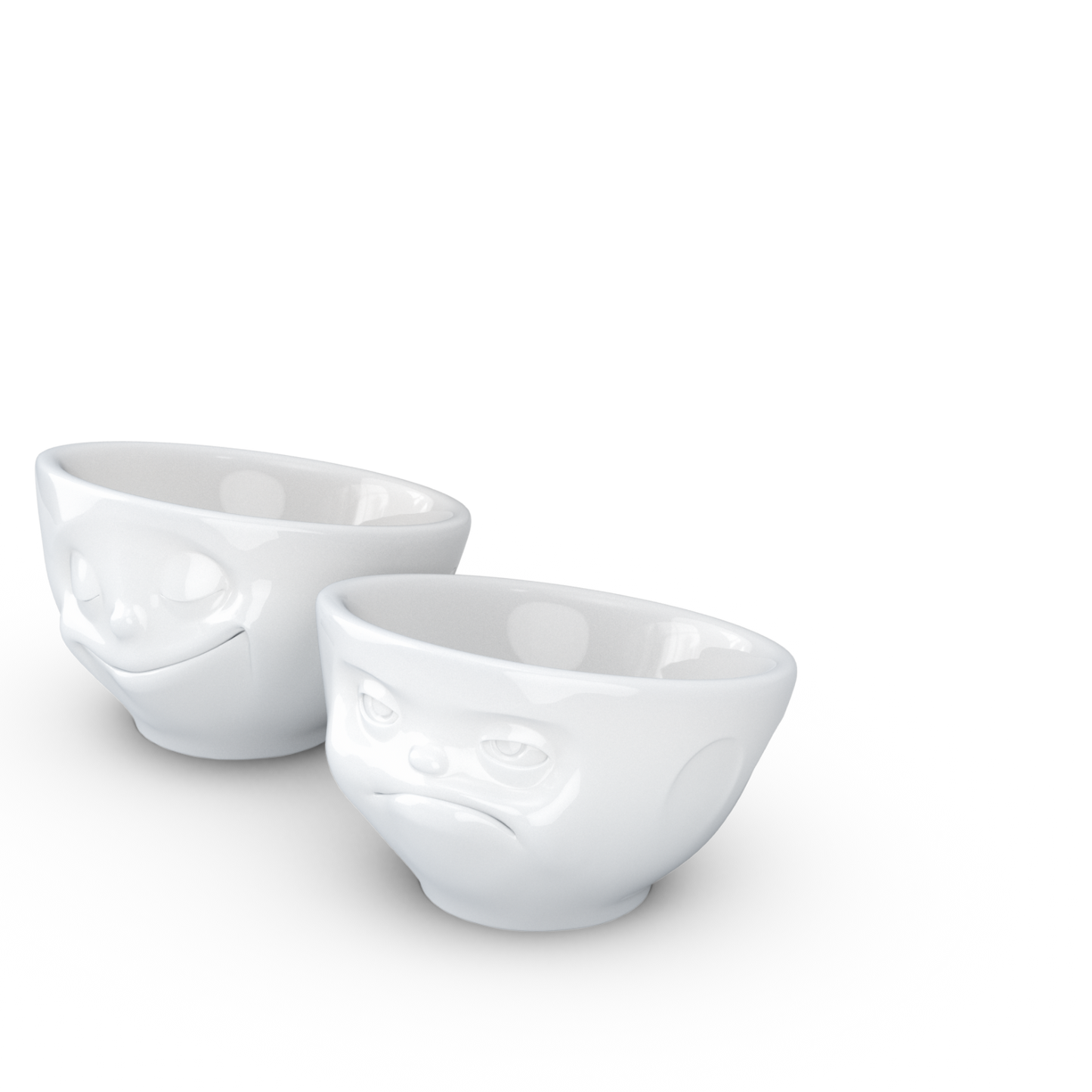 FIFTYEIGHT PRODUCTS / Portauovo - Set n. 3 "Felice & HMPFF" (porcellana, bianco, Made in Germany)
