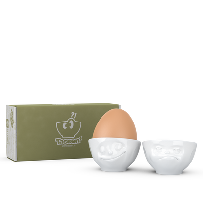 FIFTYEIGHT PRODUCTS / Portauovo - Set n. 3 "Felice & HMPFF" (porcellana, bianco, Made in Germany)