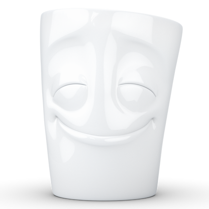 FIFTYEIGHT PRODUCTS / Tazza con manico "Vergnügt" (Porcellana, 350ml, bianca, Made in Germany)