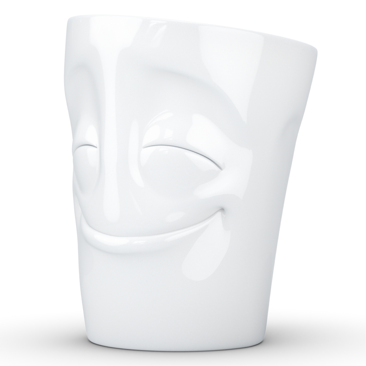 FIFTYEIGHT PRODUCTS / Tazza con manico "Vergnügt" (Porcellana, 350ml, bianca, Made in Germany)