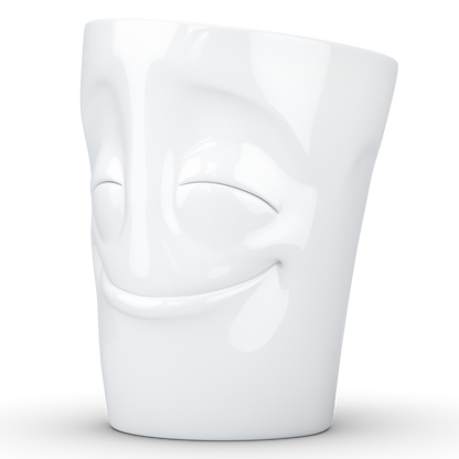 FIFTYEIGHT PRODUCTS / Tazza con manico "Vergnügt" (Porcellana, 350ml, bianca, Made in Germany)