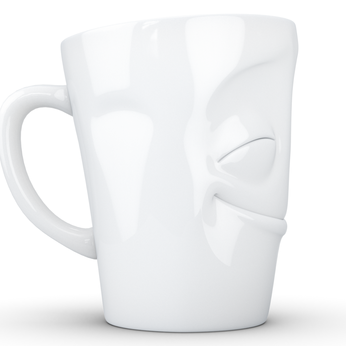 FIFTYEIGHT PRODUCTS / Tazza con manico "Vergnügt" (Porcellana, 350ml, bianca, Made in Germany)