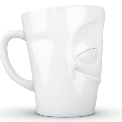 FIFTYEIGHT PRODUCTS / Tazza con manico "Vergnügt" (Porcellana, 350ml, bianca, Made in Germany)