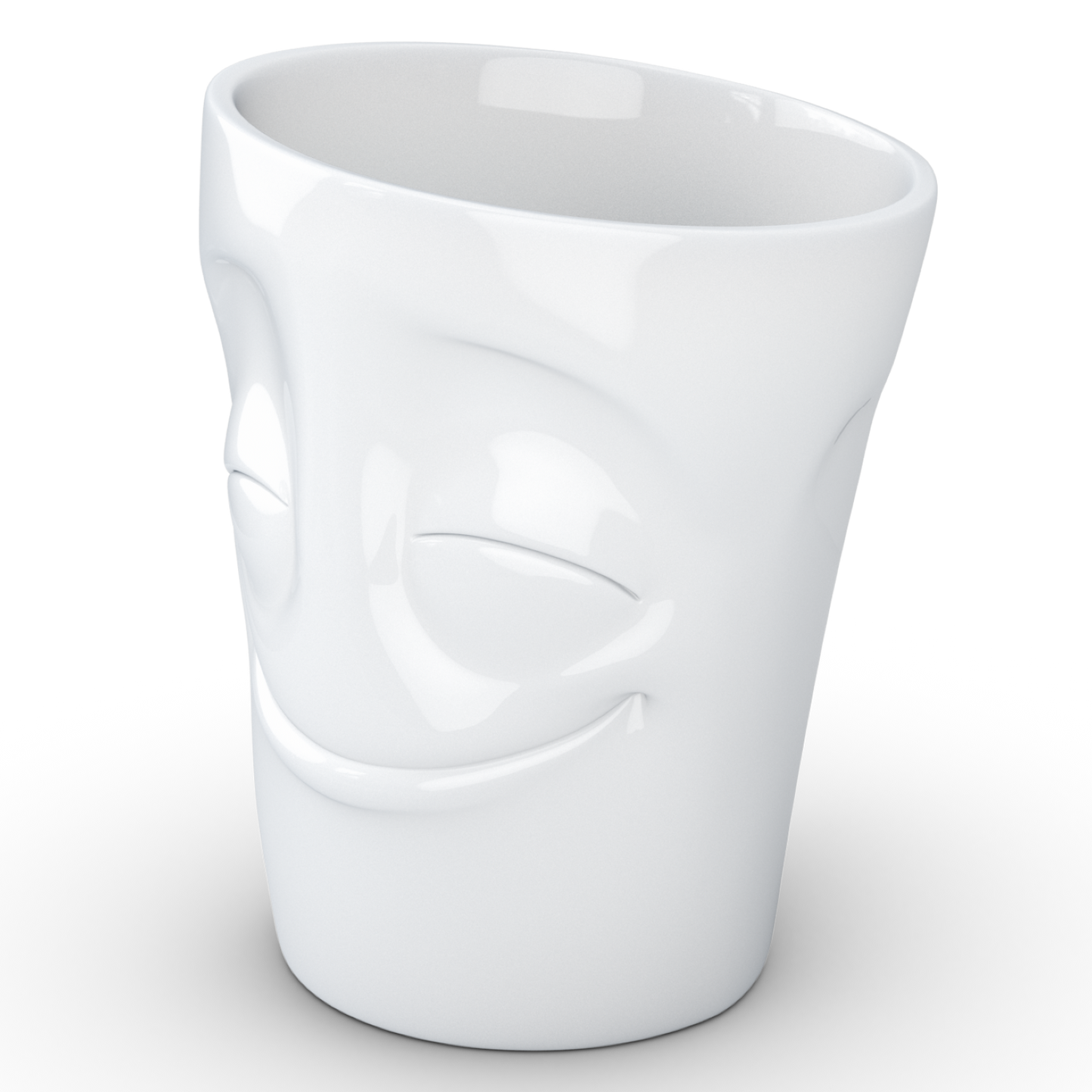 FIFTYEIGHT PRODUCTS / Tazza con manico "Vergnügt" (Porcellana, 350ml, bianca, Made in Germany)