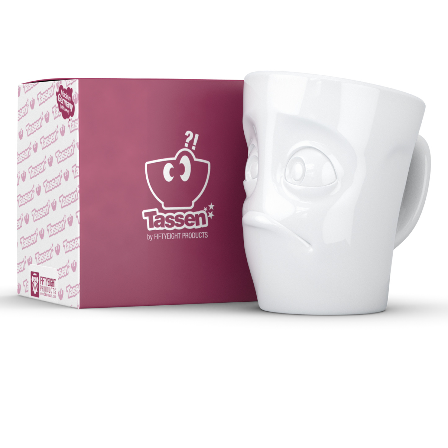 FIFTYEIGHT PRODUCTS / Handled Mug "Dumbfounded" (Porcelain, 350ml, white, Made in Germany)