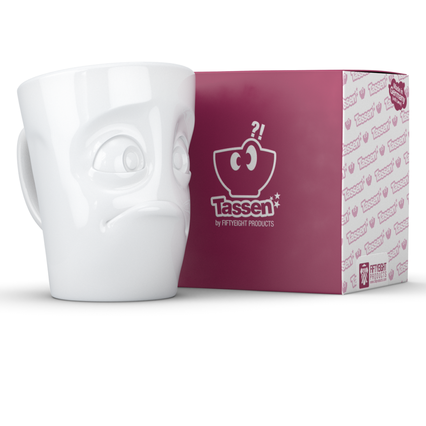 FIFTYEIGHT PRODUCTS / Handled Mug "Dumbfounded" (Porcelain, 350ml, white, Made in Germany)