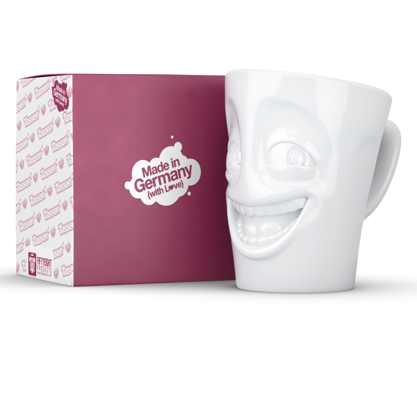 FIFTYEIGHT PRODUCTS / Handled Mug "Witzig" (Porcelain, 350ml, white, Made in Germany)