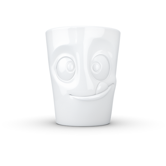 FIFTYEIGHT PRODUCTS / Tazza con manico "Lecker" (porcellana, 350 ml, bianca, Made in Germany)