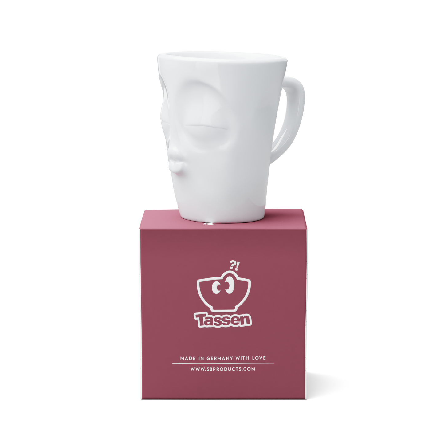 FIFTYEIGHT PRODUCTS / Henkelbecher „Küssend“ (Porzellan, 350ml, weiß, Made in Germany)