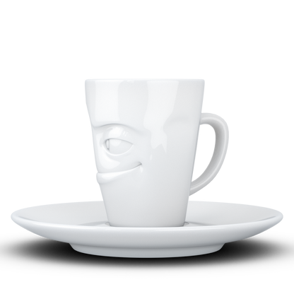 FIFTYEIGHT PRODUCTS / Tazze / Tazzina da caffè espresso con piattino "Birichina" (Porcellana, 80 ml, Bianca, Made in Germany)