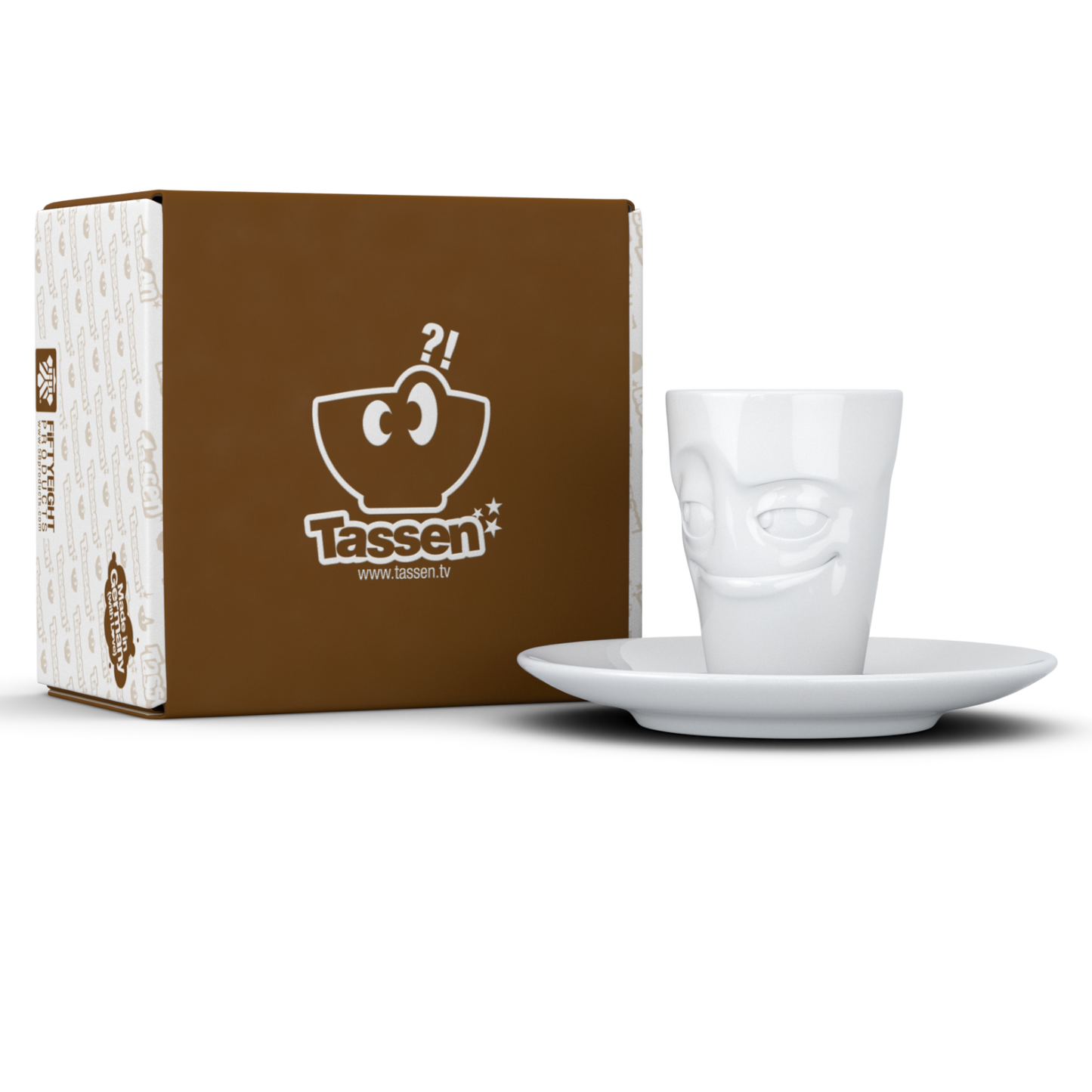 FIFTYEIGHT PRODUCTS / Tazze / Tazzina da caffè espresso con piattino "Birichina" (Porcellana, 80 ml, Bianca, Made in Germany)